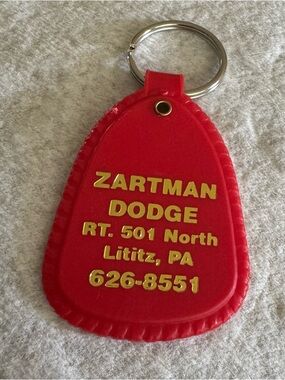 Zartman Dodge Lititz Pennsylvania Vintage Keychain Advertising Red